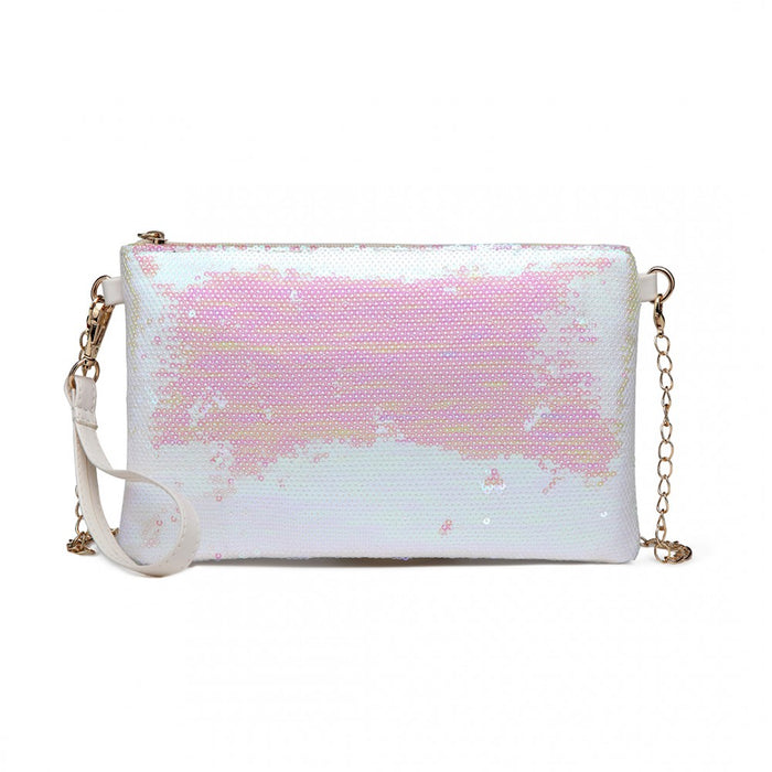 Lh1765 We- Miss Lulu Sequins Clutch Evening Bag White - Image 1