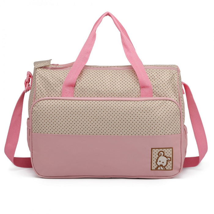9026 - Miss Lulu Polyester 5 Pcs Set Maternity Baby Changing Bag Dot - Pink - Image 2
