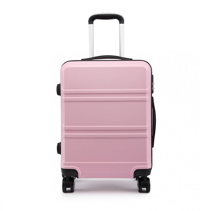 K1871-1l - Kono Abs Sculpted Horizontal Design 3 Piece Suitcase Set - Pink