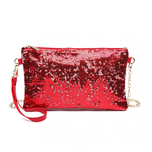 Lh1765 Rd- Miss Lulu Sequins Clutch Evening Bag Red - Image 1