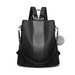Lg1903 - Miss Lulu Two Way Backpack Shoulder Bag With Pom Pom Pendant - Black - Image 2