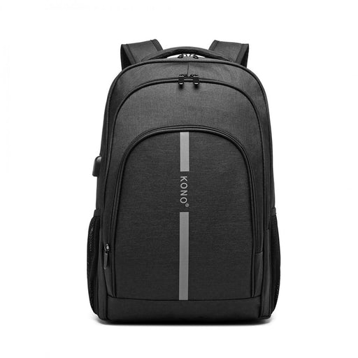 E1972 - Kono Large Backpack With Reflective Stripe And Usb Charging Interface - Black - Image 2