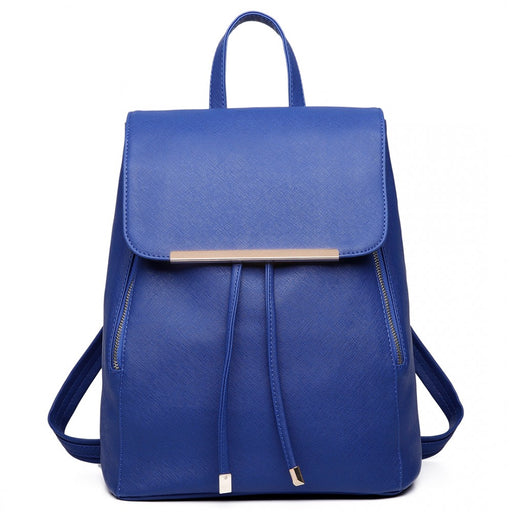 E1669 - Miss Lulu Faux Leather Stylish Fashion Backpack - Navy - Image 1
