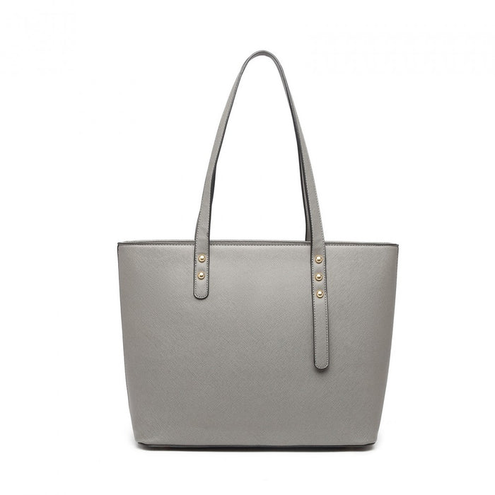 Lg6931 - Miss Lulu 4 Piece Handbag Set - Grey - Image 2