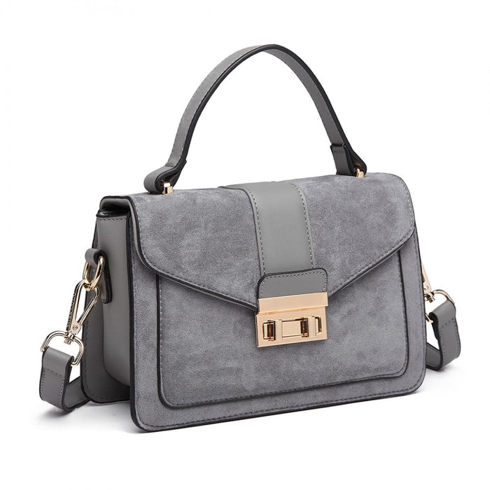 Lb6872 - Miss Lulu Matte Leather Midi Handbag - Grey - Image 2