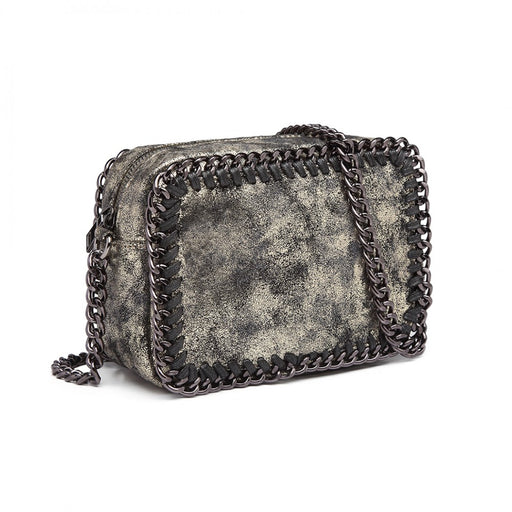 E6846 - Miss Lulu Metallic Effect Leather Look Chain Shoulder Bag - Gold - Image 1