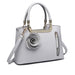 Lg1847 - Miss Lulu Pu Leather Rose Hanging Ornament Handbag - Grey - Image 2
