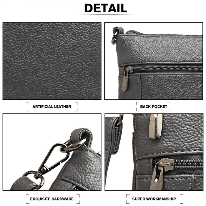Lb6927 - Miss Lulu Multi Pocket Leather Look Rfid-blocking Cross Body Bag - Grey - Image 6