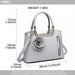 Lg1847 - Miss Lulu Pu Leather Rose Hanging Ornament Handbag - Grey - Image 5