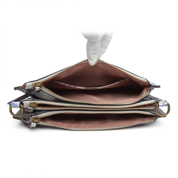 Lg6803-miss Lulu Canvas With Pompom Pendant Handbag Shoulder Bag Grey - Image 3