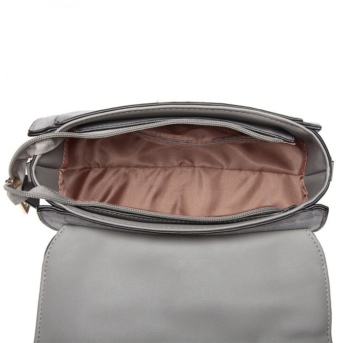 Lb6872 - Miss Lulu Matte Leather Midi Handbag - Grey - Image 8