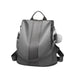 Lg1903 - Miss Lulu Two Way Backpack Shoulder Bag With Pom Pom Pendant - Grey - Image 3