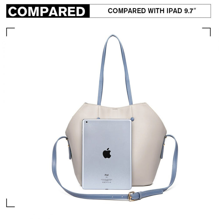 Lh1908 - Miss Lulu 2 Piece Multi-way Shoulder Tote Bag - Grey - Image 5