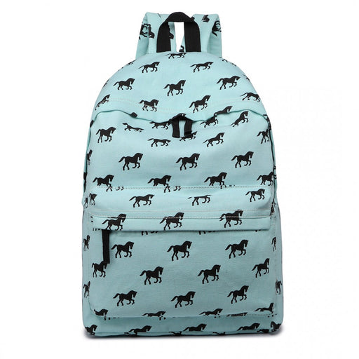 E1401h - Miss Lulu Large Backpack Horse Blue - Image 1