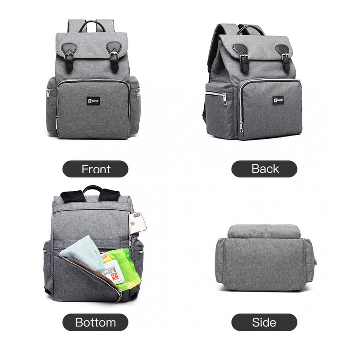 E1976 - Kono Travel Baby Changing Backpack With Usb Charging Interface - Grey - Image 3