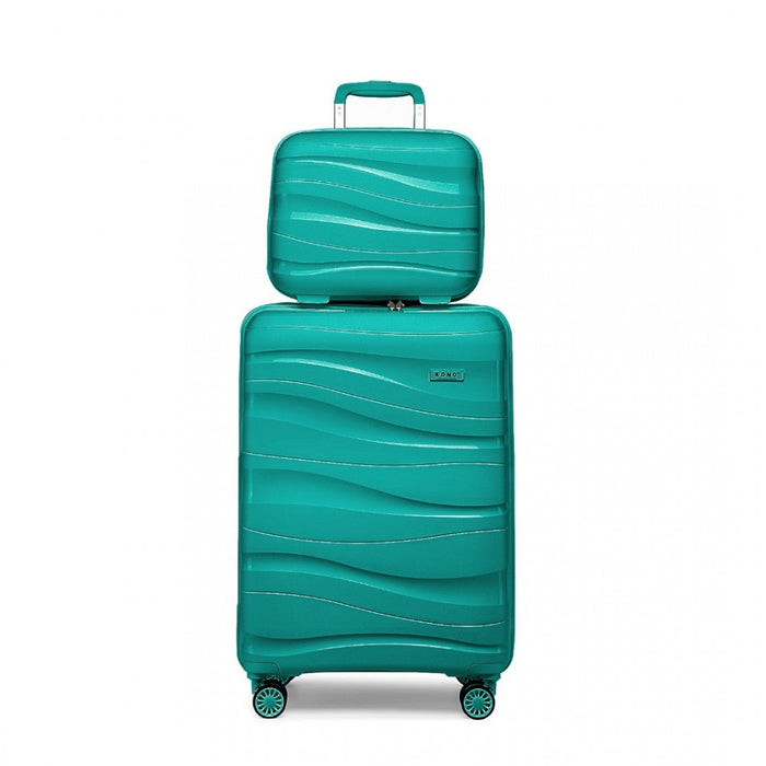 14/20 Inch Lightweight Polypropylene Hard Shell 2 Piece Suitcase Set With Tsa Lock And Vanity Case - Blue