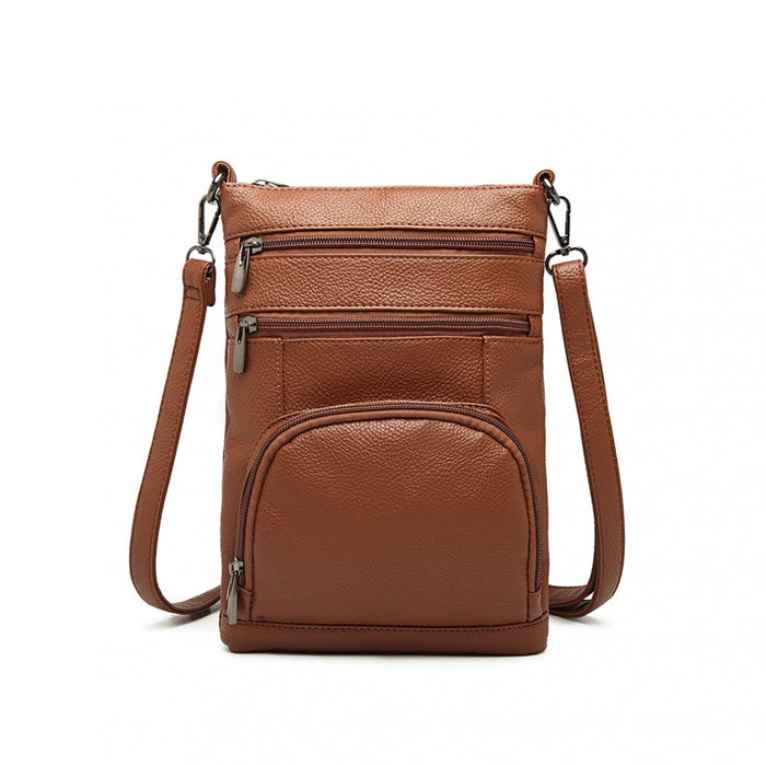 Lb6927 - Miss Lulu Multi Pocket Leather Look Rfid-blocking Cross Body Bag - Brown - Image 2
