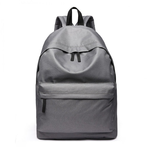 700d - Miss Lulu Large Plain Unisex Backpack Grey - Image 1