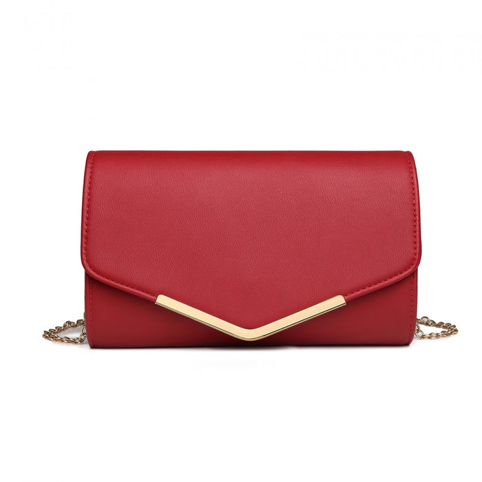Lh2064 - Miss Lulu Vegan Envelope Clutch Bag - Red - Image 2