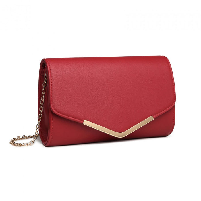 Lh2064 - Miss Lulu Vegan Envelope Clutch Bag - Red - Image 1