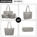 Lg6931 - Miss Lulu 4 Piece Handbag Set - Grey - Image 3