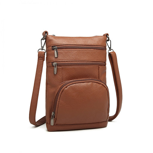 Lb6927 - Miss Lulu Multi Pocket Leather Look Rfid-blocking Cross Body Bag - Brown - Image 1