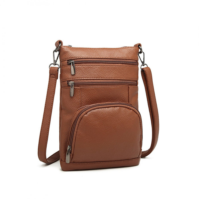 Lb6927 - Miss Lulu Multi Pocket Leather Look Rfid-blocking Cross Body Bag - Brown - Image 1