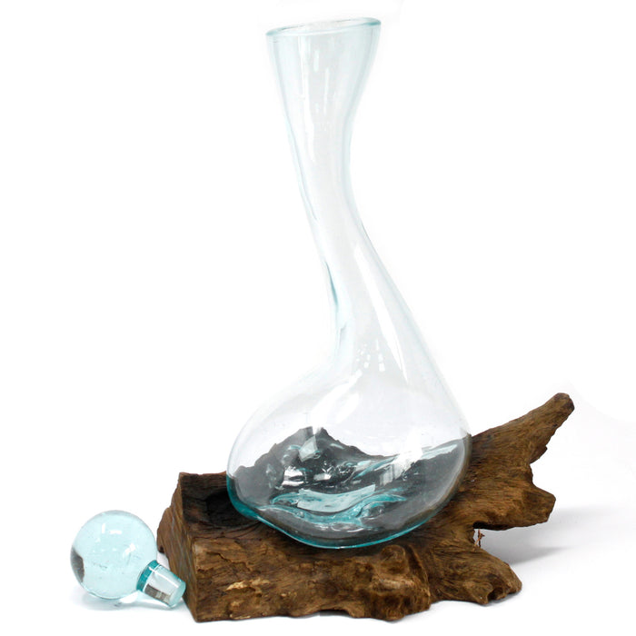 Verre en Pâte sur Bois - Carafe à Vin