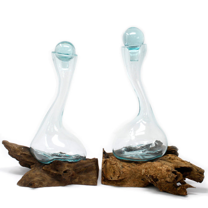 Verre en Pâte sur Bois - Carafe à Vin