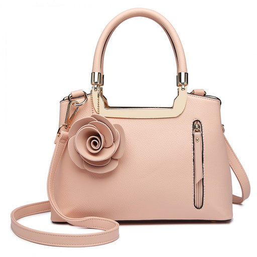 Lg1847 - Miss Lulu Pu Leather Rose Hanging Ornament Handbag - Pink - Image 1