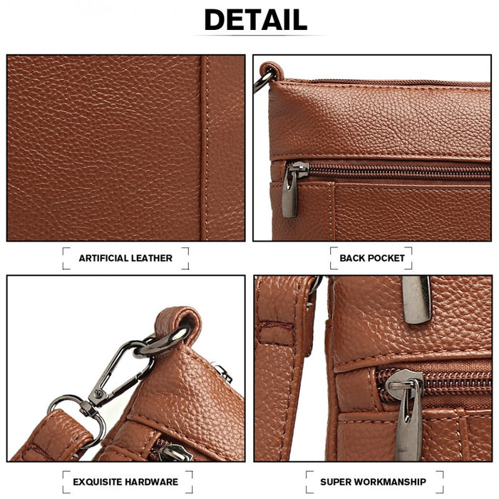 Lb6927 - Miss Lulu Multi Pocket Leather Look Rfid-blocking Cross Body Bag - Brown - Image 6