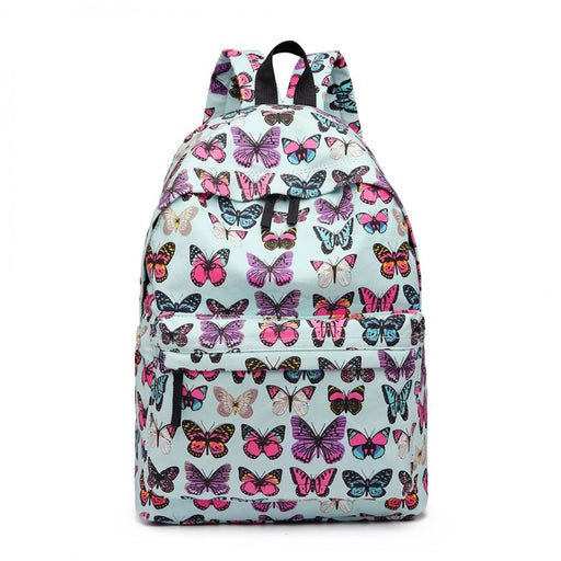 E1401b - Miss Lulu Large Backpack Butterfly Blue - Image 1