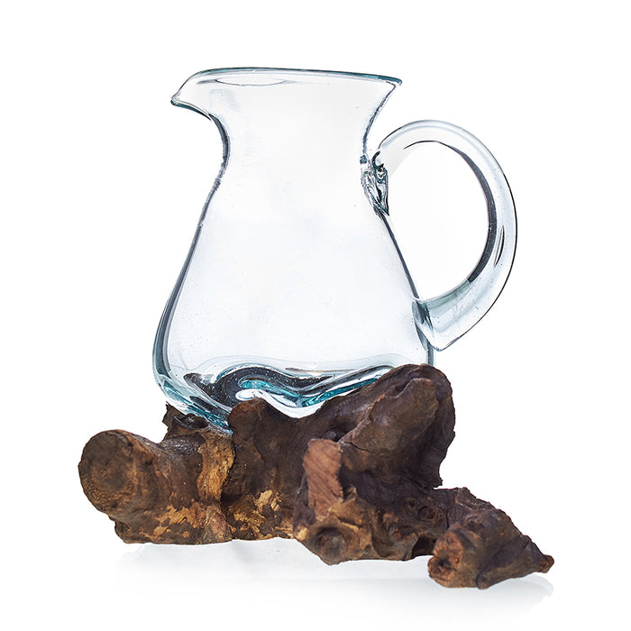 Verre fondu sur bois - Cruche d'eau