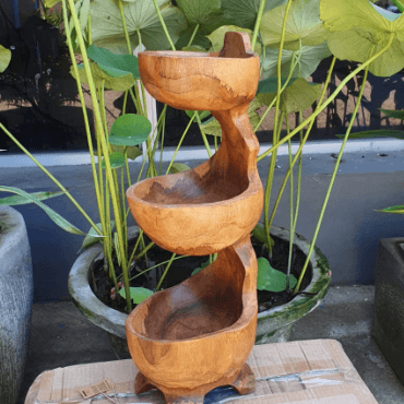 Teak Three Bowl Standing aprox 50cm