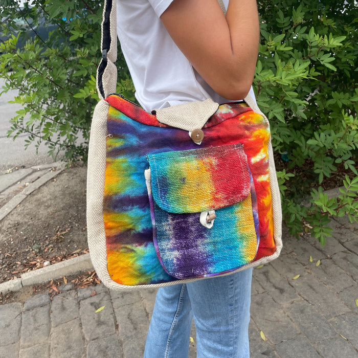 Tiedye Hemp Study Bag with Front Pocket