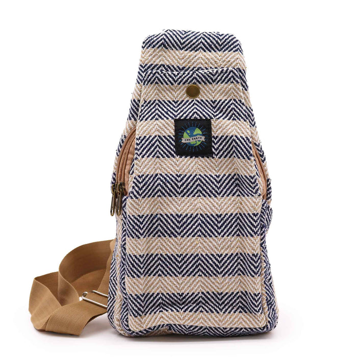 Body Cross Bag Natural Cotton - Tan & Navy