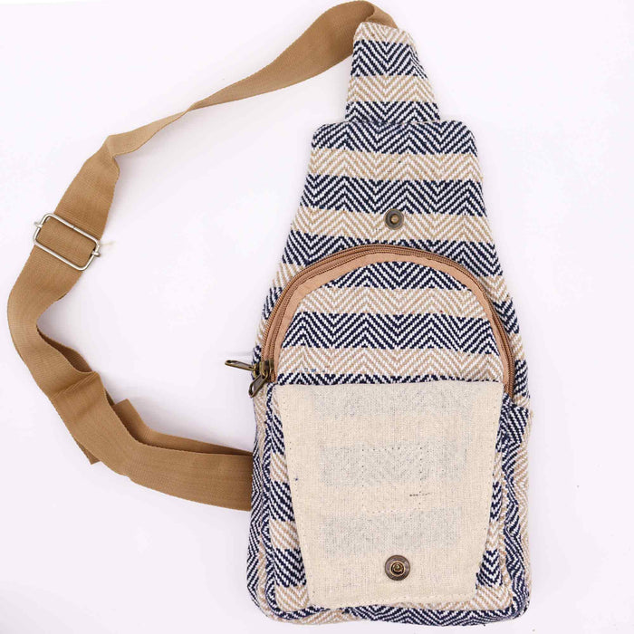 Body Cross Bag Natural Cotton - Tan & Navy