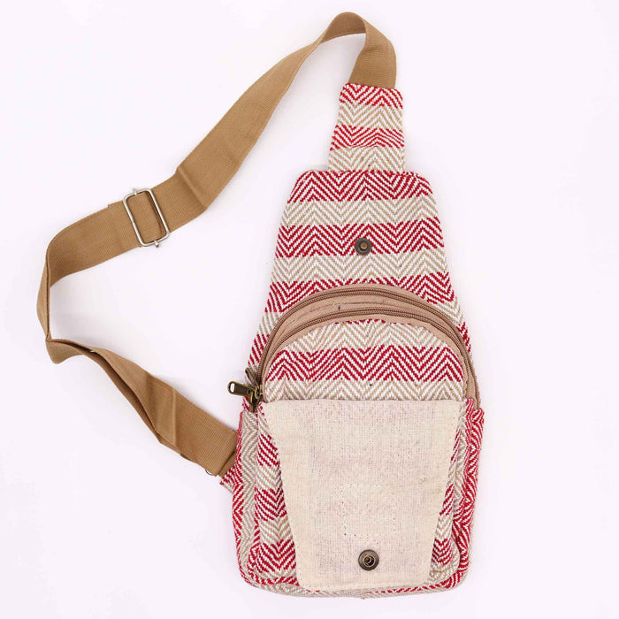 Sac à bandoulière en coton naturel - Tan et rose