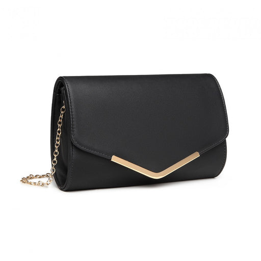 Lh2064 - Miss Lulu Vegan Envelope Clutch Bag - Black - Image 1