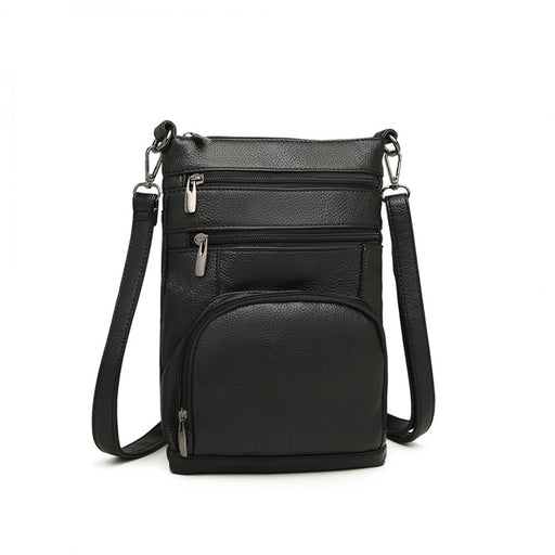Lb6927 - Miss Lulu Multi Pocket Leather Look Rfid-blocking Cross Body Bag - Black - Image 1