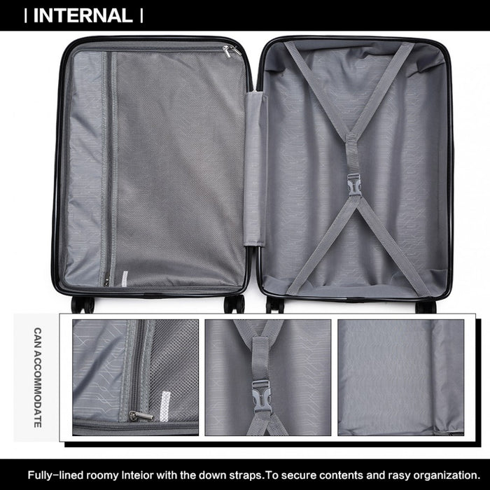 K2092 - Kono Bright Hard Shell Pp Suitcase 3 Pieces Set - Classic Collection - Black - Image 11