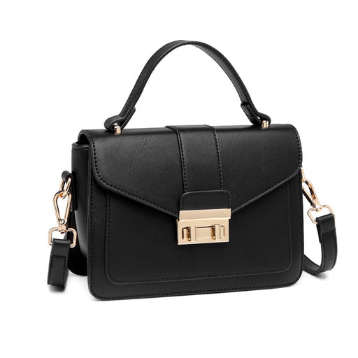 Lb2033 - Miss Lulu Leather Look Midi Handbag - Black - Image 1