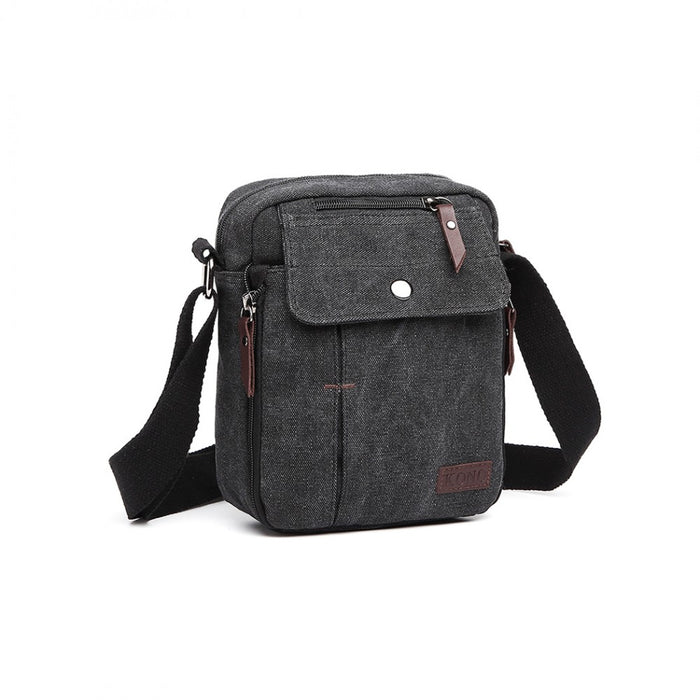 E1971 - Kono Multi Pocket Cross Body Shoulder Bag - Black - Image 1