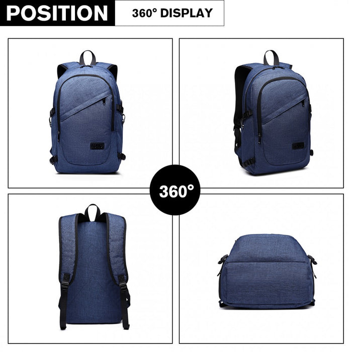 E6715 - Kono Business Laptop Backpack With Usb Charging Port - Navy Blue - Image 3