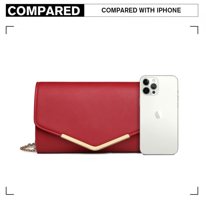 Lh2064 - Miss Lulu Vegan Envelope Clutch Bag - Red - Image 5
