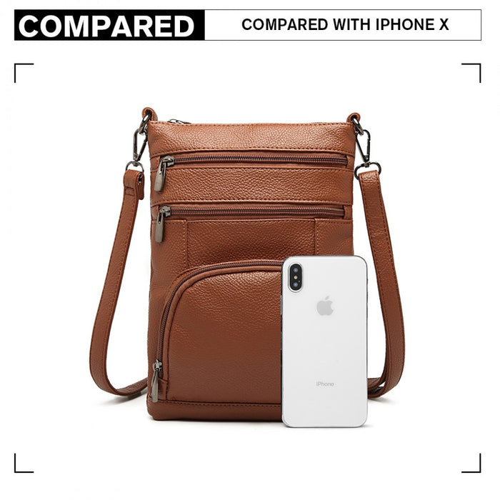 Lb6927 - Miss Lulu Multi Pocket Leather Look Rfid-blocking Cross Body Bag - Brown - Image 5