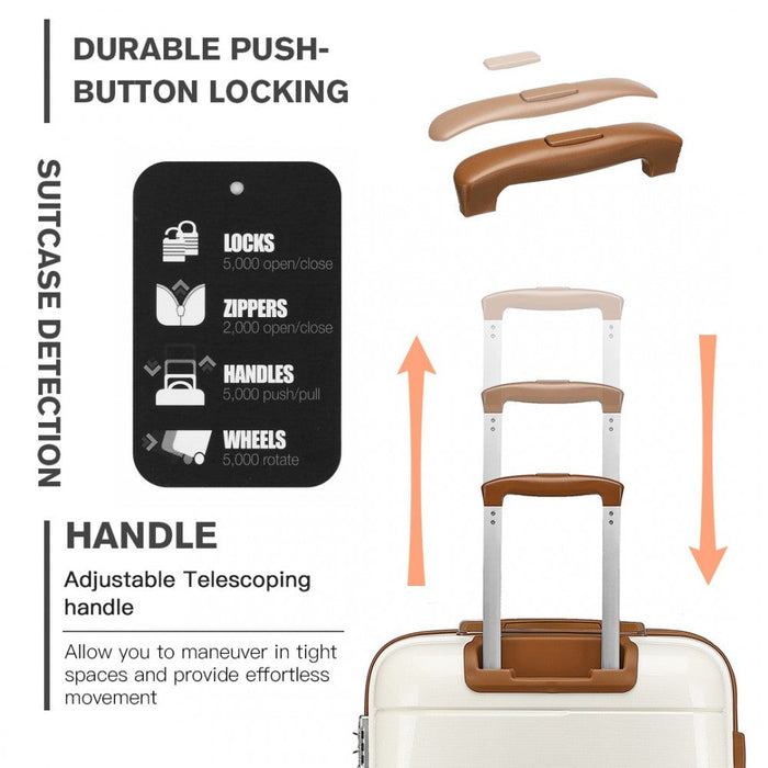 20 Inch Cabin Size Hard Shell Pp Suitcase - Cream