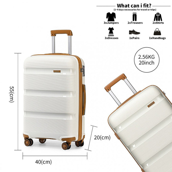 20 Inch Bright Hard Shell Pp Suitcase - Classic Collection - Cream