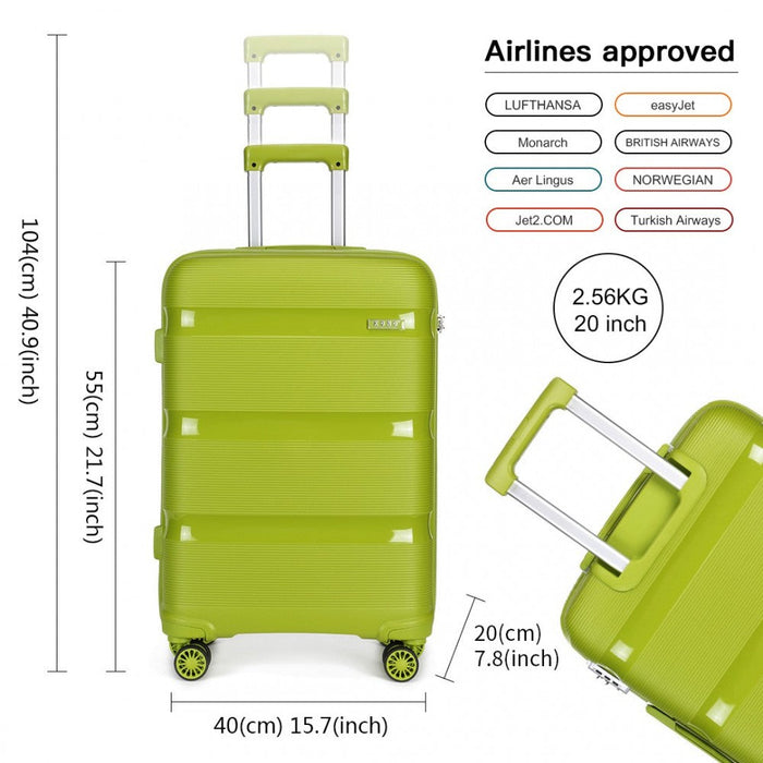 20 Inch Bright Hard Shell Pp Suitcase - Classic Collection - Green