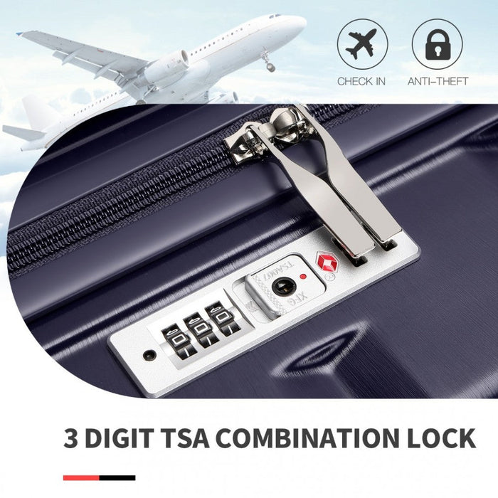20 Inch Lightweight Hard Shell Abs Luggage Cabin Suitcase With Tsa Lock - Navy